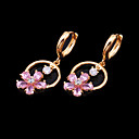 Stylish Shining Pink CZ Earring in 18K Gold Plated - CZ Earring SLX-0004(E) (SZY238)