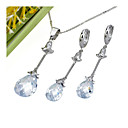 Platinum Cubic Zirconia Necklace and Earring Set - CZ Jewelry Set SLX--0051 (SZY358)