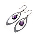 Oval Cubic Zirconia Sterling Silver Earring - Silver Earring 10356 (SZY469)