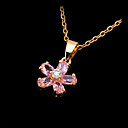Pink Cubic Zirconia Jewelry Flower Pendant Necklace - Cubic Zirconia Necklace PDX2 - 0002 (SZY712)