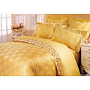 Re 4pcs 100% cotone jacquared e ricamare lenzuola comforter set (sbc125)
