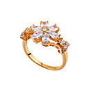 Plaqué or 18k cubes zirconia ring - cz ring sdx-0034 clairs (szy504)