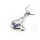 Purple Cubic Zirconia Mickey Pendant - Sterling Silver Necklace 9853 (SZY750)