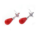 Coral Drop Earring Stud - Sterling Silver Earring 7659 (SZY594)