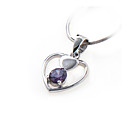 Silver Heart Purple Cubic Zirconia Pendant - Sterling Silver Necklace 9857 (SZY748)