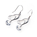 Heart-in-Heart Clear Cubic Zirconia Hook Earring - Sterling Silver Earring 10168 (SZY568)