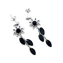 Purple Pallisandro Classico Leaves Earring Drop - Sterling Silver Earring e22603 Purple (SZY1139)