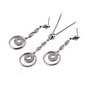 Pretty Platinum Earring Drop And Necklace Set - Cubic Zirconia Jewelry Set Y1628-03 (SZY1185)