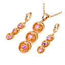 18K Gold Plated Fruits Earring And Necklace Set - Cubic Zirconia Set SYX-0261 Pink (SZY1026)