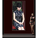 Stehkragen begrenzt knielangen Seide Cheongsam / Qipao / chinesisch Kleid (hg043)