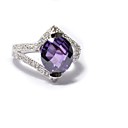 Sterling Silver Engagement Ring with High Quality Cubic Zircon - CZ Ring S-1696-Amethyst (SZY146)