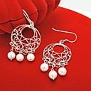 elegante plata esterlina pendiente de perlas de agua dulce (szy1805)