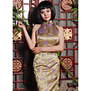 Stehkragen ärmellose knielangen Seidentapeten Satin Cheongsam / Qipao / chinesisch Kleid (hgqp163)