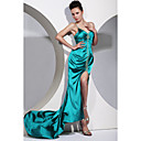 Column Spaghetti Straps Cathedral Train Elastic Woven Satin Evening/ Prom Dress (HSX318)