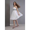 Spaghettiträger knielang Satin Chiffon Brautkleid (hxgd016)