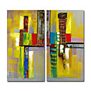 Hand-painted Abstract Oil Painting with Stretched Frame - Set of 2