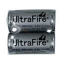 Ultrafire 3.6V 880mAh LC 16340 protégées batteries CR123A 2-Pack