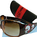 gafas de sol de moda + paño de limpieza libre y estuche duro - marco marrón + diseño de dos cráneo dsco4229-0479-11.13-95