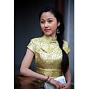 gaine / col officier colonne court / satin tapisserie mini robes chinoises (hgqp255)