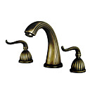 Two Handles Antique Brass Widespread Bathroom Sink Faucet (0698-F-5018)