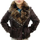lange mouw echte vos bontkraag / kid lam fur leren nopjesrubber jas voor vrouwen vacht jas meer kleuren (0107al002-0736)