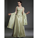 A-line V-neck Floor-length Taffeta Mother of the Bride Dress With A Wrap