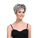 capless kurzen hochwertigen synthetischen natürlichen Look Unisex-Stil grau mit weißer Perücke glattes Haar (ms160)