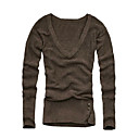 Wool Long Sleeves V Neckline Bottons Closured Hem Pullover / Women's Sweaters (1001BB002-0739)
