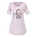 Maniche ricamare paillettes breve giro donne t-shirt Collo (4201bc018-0736)