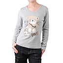 manica lunga scollatura rotonda modelli di orso delle donne t-shirt (4201bc039-0736)