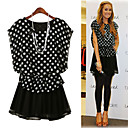 Dot Patterns Round Neckline Short Sleeves Dress / Women's Dresses (1802BD002-0857)