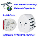 All in One Universal Travel Adapter with Dual USB Ports (QW080)