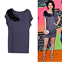 FASHION IDOLS Style / Cotton / Chiffons Decorated Short Sleeves Longline Loose Tunics/ Women's Tunics (FF-8502BE014-0736)