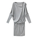TS Long Sleeves Asymmetrical Neckline Gathered Dress / Inspired by FASHION IDOL Style / Women's Dresses
