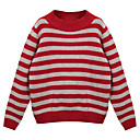 Women's Stripe Round Collar Long Sleeve Sweater
