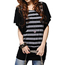 Strisce manica corta scollo tondo balze T-Shirt / T-shirt (ff-8502bf014-0736)