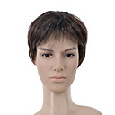 Short Curly Dark Brown Full Bang Men Hair Wig