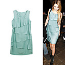 FASHION IDOLS Style / Layered Pleated Round Neckline Sleeveless Dress / Women's Dresses (FF-1801BF044-0789)