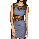 Perspective Lace Round Neckline Sleeveless Dress / Women's Dresses (FF-1801BF029-0789)