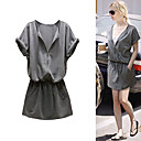 FASHION IDOLS Style / Cotton / Loose Short Sleeves Front Zipper Dress / Women's Dresses (FF-1801BF015-0851)