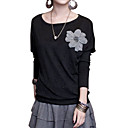 Beads Flower Decoration Long Sleeves Round Neckline T-shirt / Women's T-shirts (FF-8502BF015-0736)