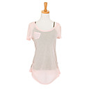 due pezzi back fessura maniche corte scollatura rotonda speciale design orlo della maglietta / t-shirt donna (FF-e-bgtb0008010)
