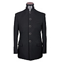 Single-Breasted 5 Button Non-vented Mandarin Lapel Wool Groom Wear/ Tuxedo/ Men's Suit Jacket (PMLFXZ0115)