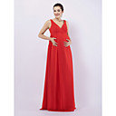 Sheath/ Column V-neck Floor-length Chiffon Over Elastic satin Maternity Bridesmaid/ Wedding Party Dress