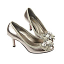 Real Leather Upper Mid Heels Closed-toes With Flower Fashion Shoe (0985-HG031)