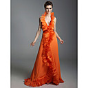 Chiffon Organza A-line Halter Floor-length Evening Dress inspired by Samantha Harris at Golden Globe