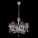 Iron and Crystal Chandelier with 6 Lights (Black / Purple Shade)