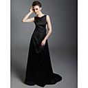 Stretch Satin A-line Bateau Sweep Train Evening Dress inspired by Simona Ventura at Venice Film Festival