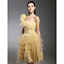 Tulle Satin A-line One Shoulder Knee-length Cocktail Dress inspired by Lea Seydoux at Cannes Film Festival