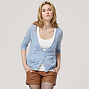 100% algodão, mangas metade azul bolsos costura decote design v / mulheres cardigans (ss-b-bj1058012)